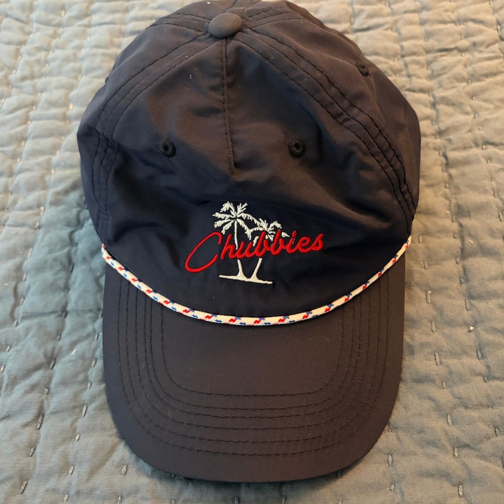 Chubbies Navy Blue Rope Hat Palm Tree Logo Nylon Snapback Baseball Cap Coastal
